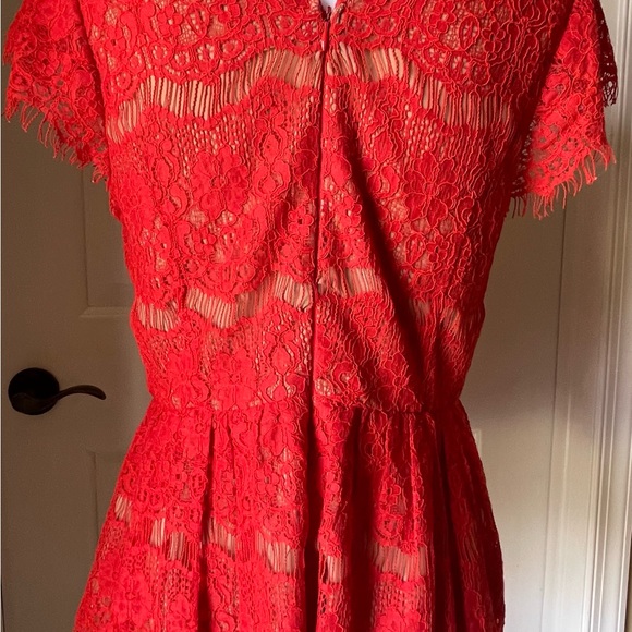 Anthropologie Maeve Red Lace Shirt Size M Valentine’s Day romantic pretty - Picture 4 of 11